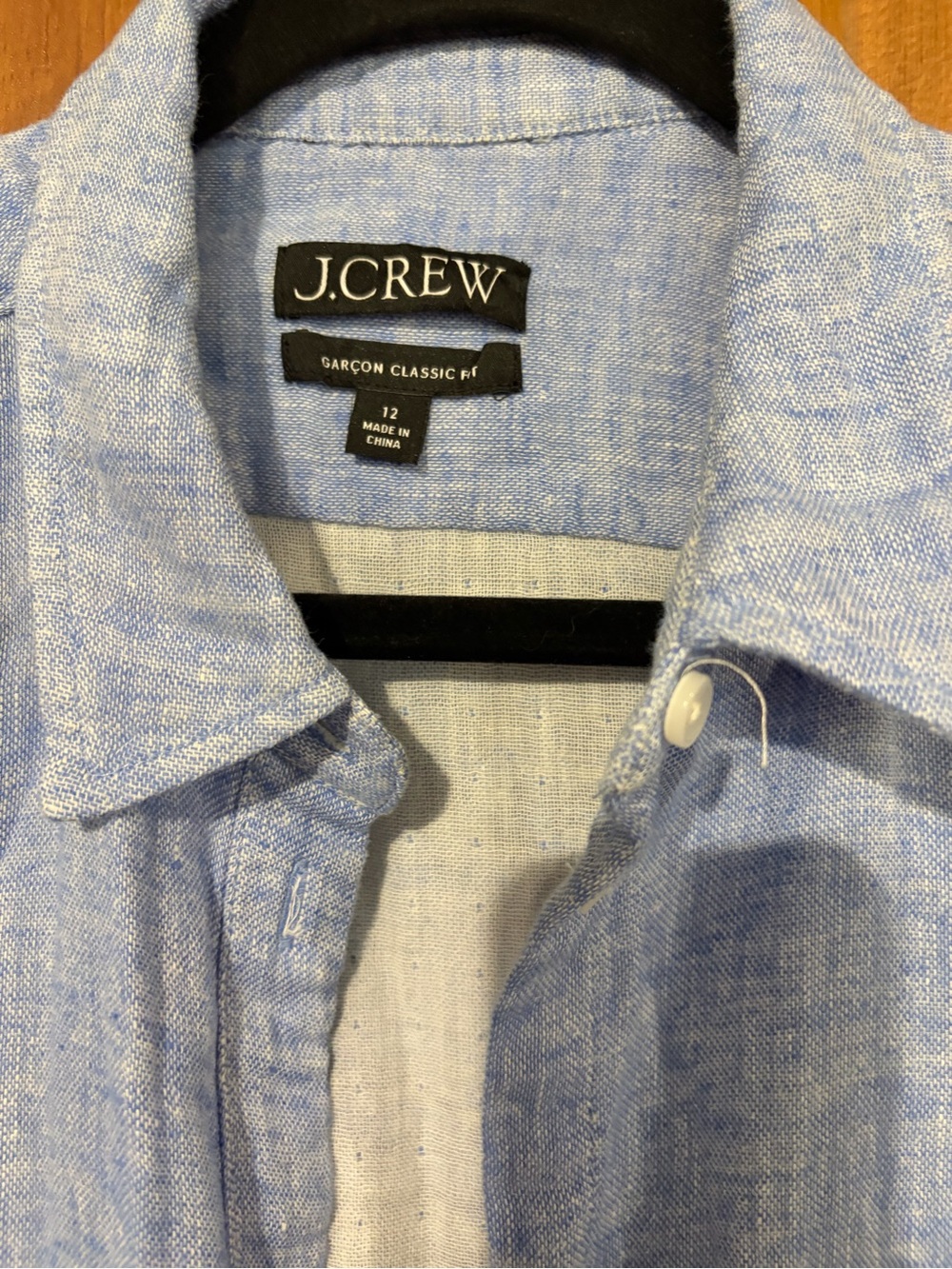 J.Crew – Garçon Classic Shirt in Cotton-Linen Blend Gauze Majestic Sky – Sz. 12 - Picture 5 of 7